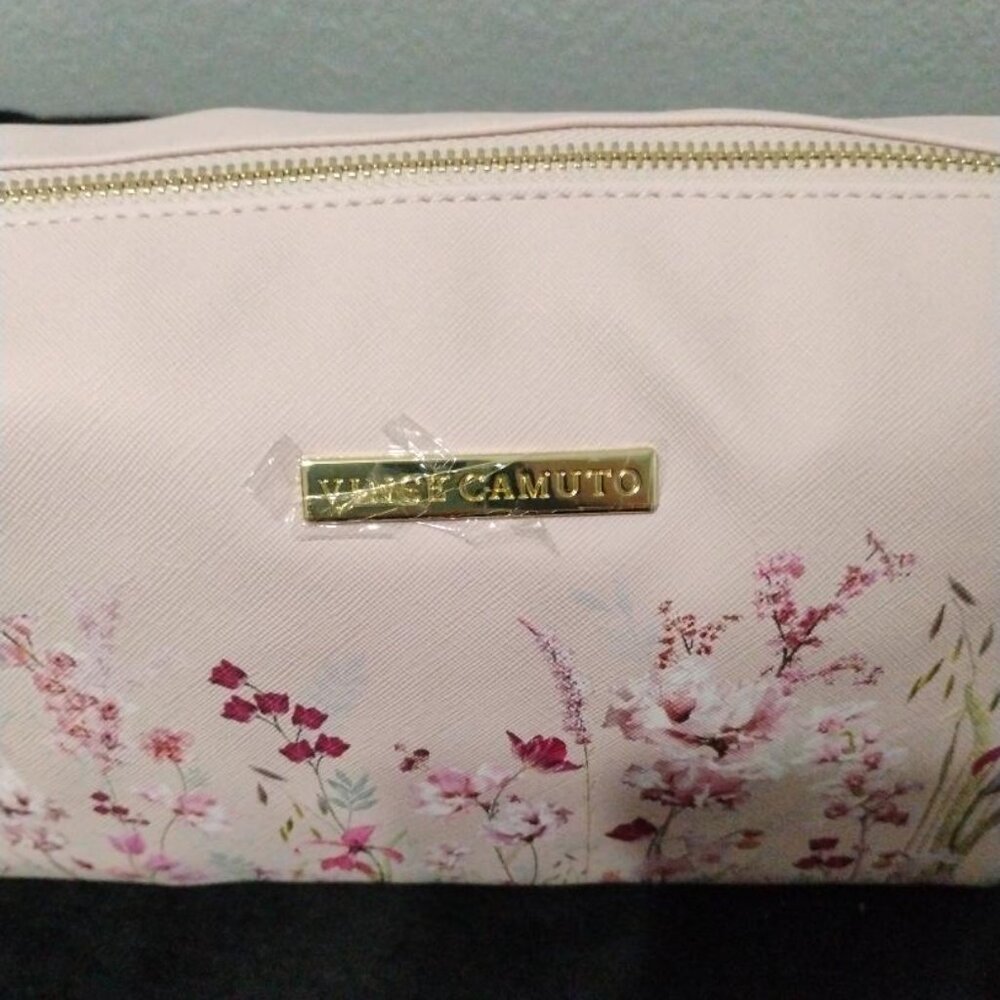 Vince Camuto Pink Floral Women's Cosmetic Pouch Bag NWT - Picture 9 of 9